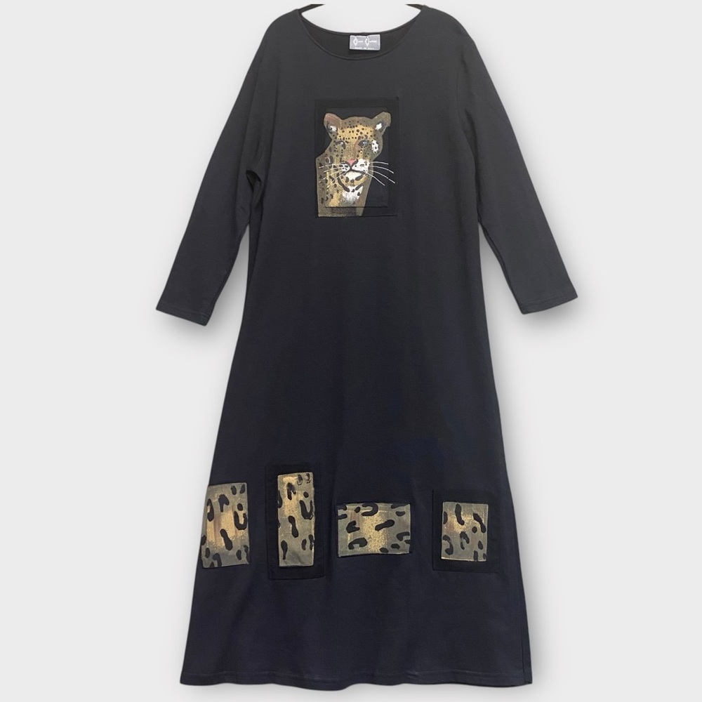 Vintage Cover Charge Women’s Maxi Dress Small 100% Cotton Leopard Animal Print